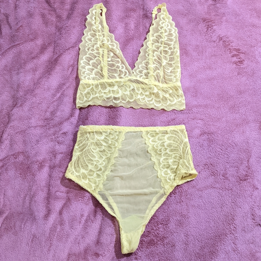 Yellow lace lingerie